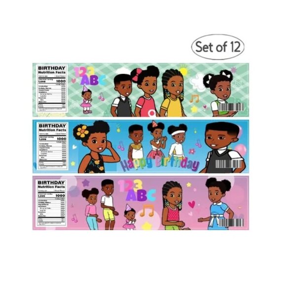 Birthday Water Bottle Labels, Gracies corner Theme Party Decorations, Set of 12 - Picture 4 of 4